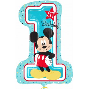 Disney Mickey Mouse 1st Birthday Shaped Number 1 Balloon 